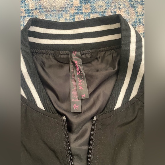 Betsy Johnson black and white varsity stripe bomber jacket - Picture 9 of 9